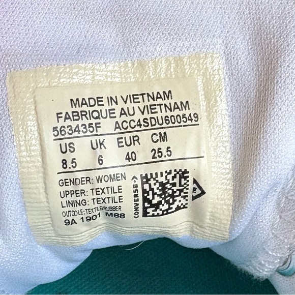 Converse Costa Women White Canvas Sneakers Trainers Size 8.5 Low Top Classic - Picture 10 of 11